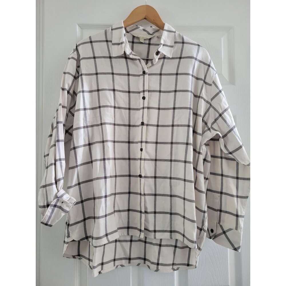 Barbour Womens Modern Heritage Button down brown white Plaid Size 10 Preppy